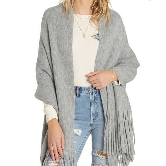 Billabong Accessories - Billabong Gray On The Fringes Oversized Wrap/Scarf